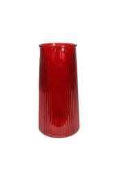 KDMD Red Tall Ribbed Graduated Glass Vase 32cm - thumbnail 1