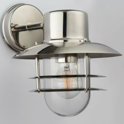 Loops 2 PACK IP44 Outdoor Wall Lamp Stainless Steel Caged Glass Lantern Down Light in Metallics - thumbnail 3