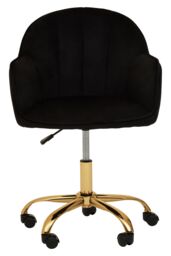 Orsina Comfortable Grey Velvet & Gold Base Home Office Chair, Ergonomic Work From Home Chair, Movable Chair in Black - thumbnail 3