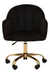 Orsina Comfortable Grey Velvet & Gold Base Home Office Chair, Ergonomic Work From Home Chair, Movable Chair in Black - thumbnail 2
