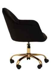 Orsina Comfortable Grey Velvet & Gold Base Home Office Chair, Ergonomic Work From Home Chair, Movable Chair in Black - thumbnail 4