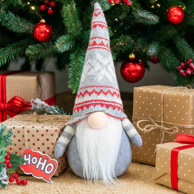 Voltico Christmas Gnome Decoration 25cm Small Plush Gonk Ornament in White - Size: 1 Pack - image 1