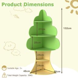 Costway Tree Bookshelf Kids 5-Tier Children Book Display Rack in Green - thumbnail 2