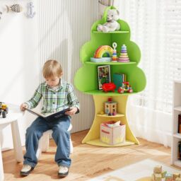 Costway Tree Bookshelf Kids 5-Tier Children Book Display Rack in Green - thumbnail 4
