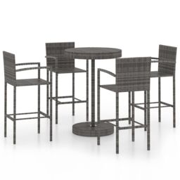Berkfield Home 5 Piece Garden Bar Poly Rattan Grey - thumbnail 2