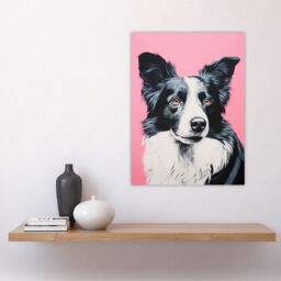 Artery8 Border Collie Pastel Pink Screen Print Risograph Artwork Spot Block Colour Duotone Retro Riso Interior Design Unframed Wall Art Print Poster - thumbnail 4