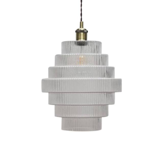 First Choice Lighting Benson - 7 Tier Clear Ribbed Glass Easy Fit Pendant Lightshade - image 1
