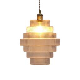 First Choice Lighting Benson - 7 Tier Clear Ribbed Glass Easy Fit Pendant Lightshade - thumbnail 2