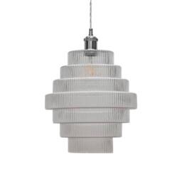 First Choice Lighting Benson - 7 Tier Clear Ribbed Glass Easy Fit Pendant Lightshade - thumbnail 3