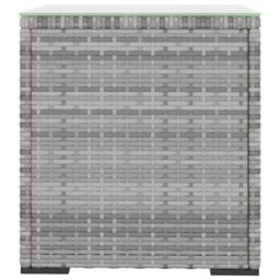 Berkfield Home Side Table Grey 40x37x40.5 cm Poly Rattan & Tempered Glass - thumbnail 3