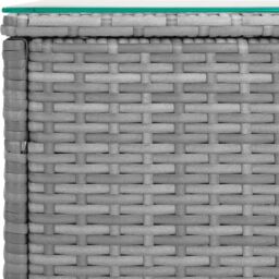 Berkfield Home Side Table Grey 40x37x40.5 cm Poly Rattan & Tempered Glass - thumbnail 4