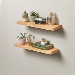 Off the Grain Solid Oak Wall-Mounted Floating Shelves - 2 Pack - 50cm in Light Oak - Size: 50 cm x 15 cm - thumbnail 2