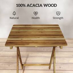 OUTSUNNY Outdoor Coffee Table Foldable Wooden Garden Table Natural Wood - thumbnail 4