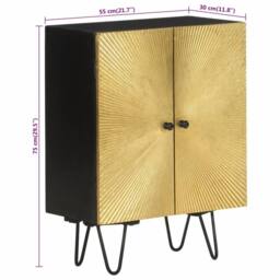 Berkfield Home Sideboard 55x30x75 cm Solid Wood Mango in Gold - Size: 55 x 30 x 75 cm - thumbnail 8