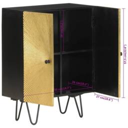 Berkfield Home Sideboard 55x30x75 cm Solid Wood Mango in Gold - Size: 55 x 30 x 75 cm - thumbnail 9