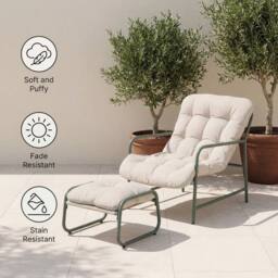 KORVIXA Sling Garden Chair Relaxer Chair Outdoor Lounge in Beige - Size: 100 cm - thumbnail 5