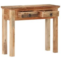 Berkfield Home Console Table 90.5x30x75cm Solid Acacia Wood & Reclaimed Wood in Brown - Size: 90.5x30x75 cm - thumbnail 3