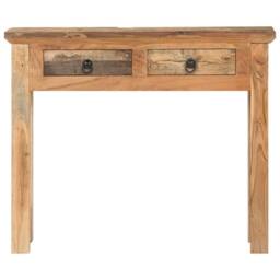 Berkfield Home Console Table 90.5x30x75cm Solid Acacia Wood & Reclaimed Wood in Brown - Size: 90.5x30x75 cm