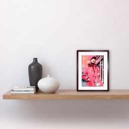 "Artery8 Wall Art Print Downtown Woman in Retro Pink City Fashion Artwork Framed 9X7 Inch in Brown - Size: W7"" x H9""" - thumbnail 2