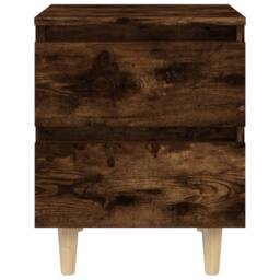 Berkfield Home Bed Cabinet with Solid Wood Legs Smoked Oak 40x35x50 cm in Brown - Size: 40 x 35 x 50 cm - thumbnail 5