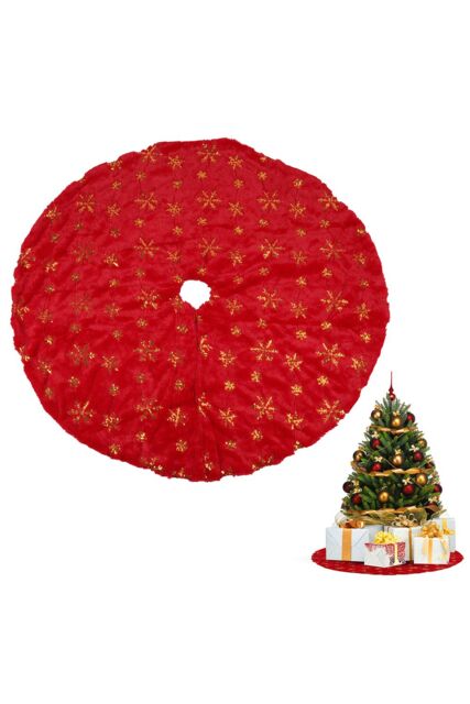 Neel Blue 1M Christmas Large Red & Gold Snowflake Tree Skirt - image 1