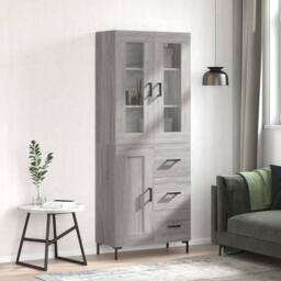 Berkfield Home Highboard Grey Sonoma 69.5x34x180 cm Engineered Wood - thumbnail 2
