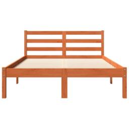 Berkfield Home Bed Frame Frame with Headboard Wax Brown 160x200 cm Solid Wood Pine - Size: King - thumbnail 4