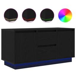 Berkfield Home TV Cabinet with LED Lights Black Oak 100x41x50 cm - Size: 100 x 41 x 50 cm - thumbnail 1