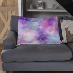 Benjamin Tate Design Starry Galaxy Print In Unicorn Colours Blanket in Natural - Size: 120 cm x 150 cm - thumbnail 2