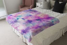 Benjamin Tate Design Starry Galaxy Print In Unicorn Colours Blanket in Natural - Size: 120 cm x 150 cm - thumbnail 3