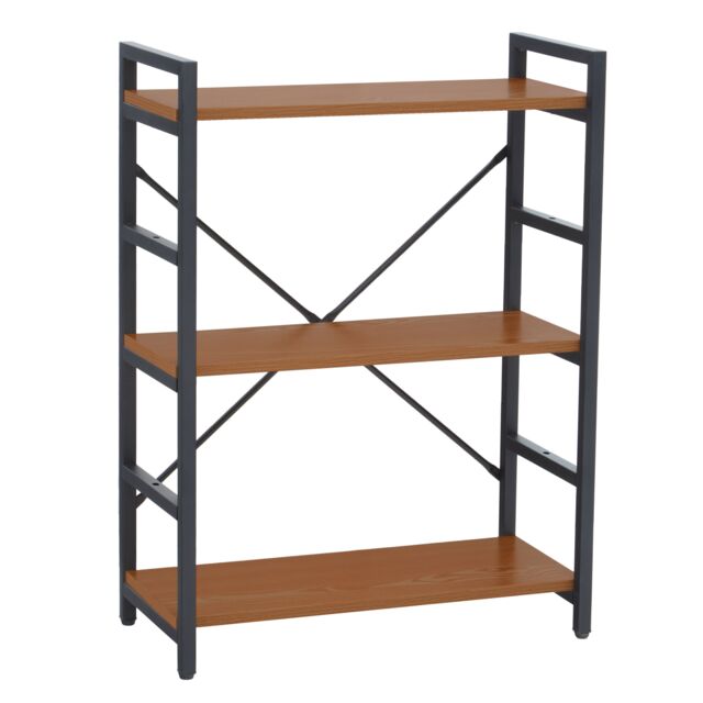Orsina Luxe Light Yellow 3-Tier Shelf Unit with Black Metal Frame, Bookcase For Home Office, Stylish Display Unit in Red - image 1