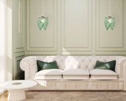 Happy Homewares Modern Waterfall Design Pendant Shade with Acrylic Droplets & Beads in Green - thumbnail 6