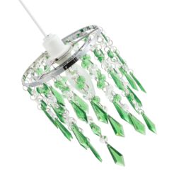 Happy Homewares Modern Waterfall Design Pendant Shade with Acrylic Droplets & Beads in Green - thumbnail 3