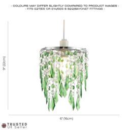 Happy Homewares Modern Waterfall Design Pendant Shade with Acrylic Droplets & Beads in Green - thumbnail 7
