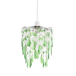Happy Homewares Modern Waterfall Design Pendant Shade with Acrylic Droplets & Beads in Green - thumbnail 2