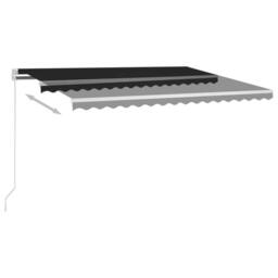 Berkfield Home Manual Retractable Awning with LED 450x350 cm Anthracite in Black - thumbnail 3