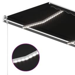 Berkfield Home Manual Retractable Awning with LED 450x350 cm Anthracite in Black - thumbnail 5