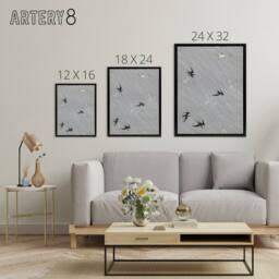 "Artery8 Nampei Swallows Birds Vintage Japanese Illustration Framed Canvas Art in Grey - Size: W12"" x H16""" - thumbnail 4