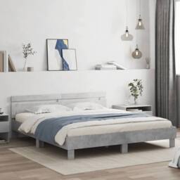 Berkfield Home Bed Frame with LED Frame Concrete Grey 180x200 cm Super King - thumbnail 2