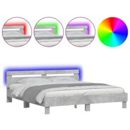 Berkfield Home Bed Frame with LED Frame Concrete Grey 180x200 cm Super King - thumbnail 1