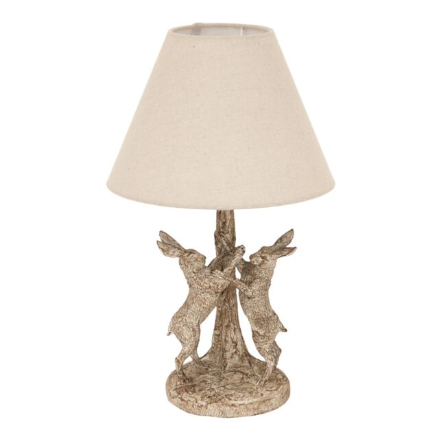 Hill Interiors Marching Hares Stone Wash Table Lamp (UK Plug) in Light Bronze - image 1
