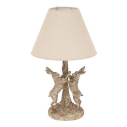 Hill Interiors Marching Hares Stone Wash Table Lamp (UK Plug) in Light Bronze - thumbnail 1
