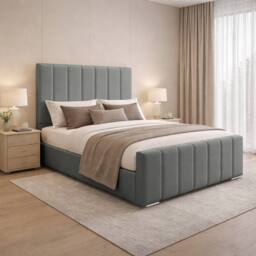 Desire Deco Plush Velvet Eleanor Upholstered Panel Bed Frame, All Sizes in Grey - Size: King - thumbnail 1