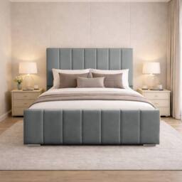 Desire Deco Plush Velvet Eleanor Upholstered Panel Bed Frame, All Sizes in Grey - Size: King - thumbnail 2