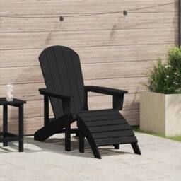 Berkfield Home Traditional Adirondack Chair with Footrest Black HDPE - thumbnail 2
