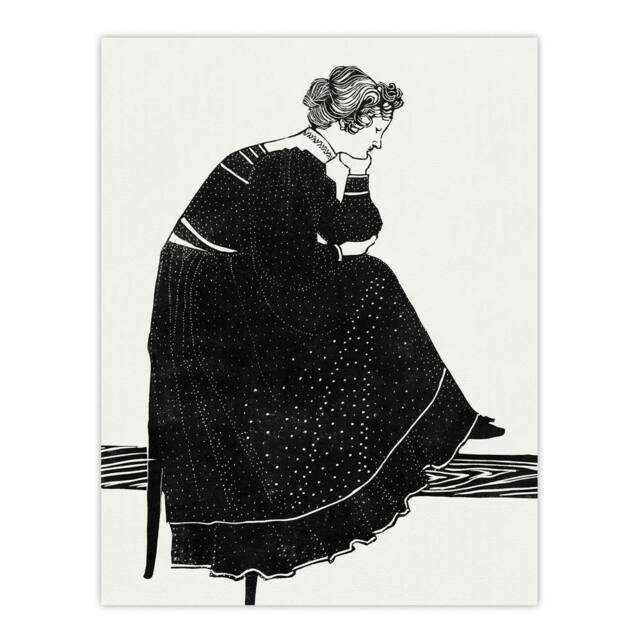 "Artery8 Woman Sitting on a Stool Reijer Stolk Wall Art Poster Print in White - Size: W12"" x H16""" - image 1