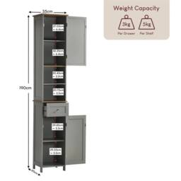 Kelvenix Bathroom 2 Door Tall Cabinet in Grey - thumbnail 2