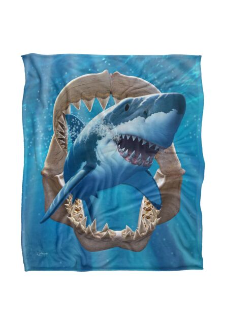 JQ Licensing Jlo Shark Hunting Silky Touch Super Soft Throw Blanket 152 X 127 cm in White - image 1
