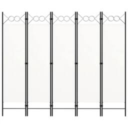 Berkfield Home 5-Panel Room Divider Cream White 200x180 cm - thumbnail 3