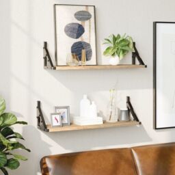 Berkfield Home Wall Shelves 2 pcs Sonoma Oak 60x15x15.5 cm in Brown - thumbnail 1